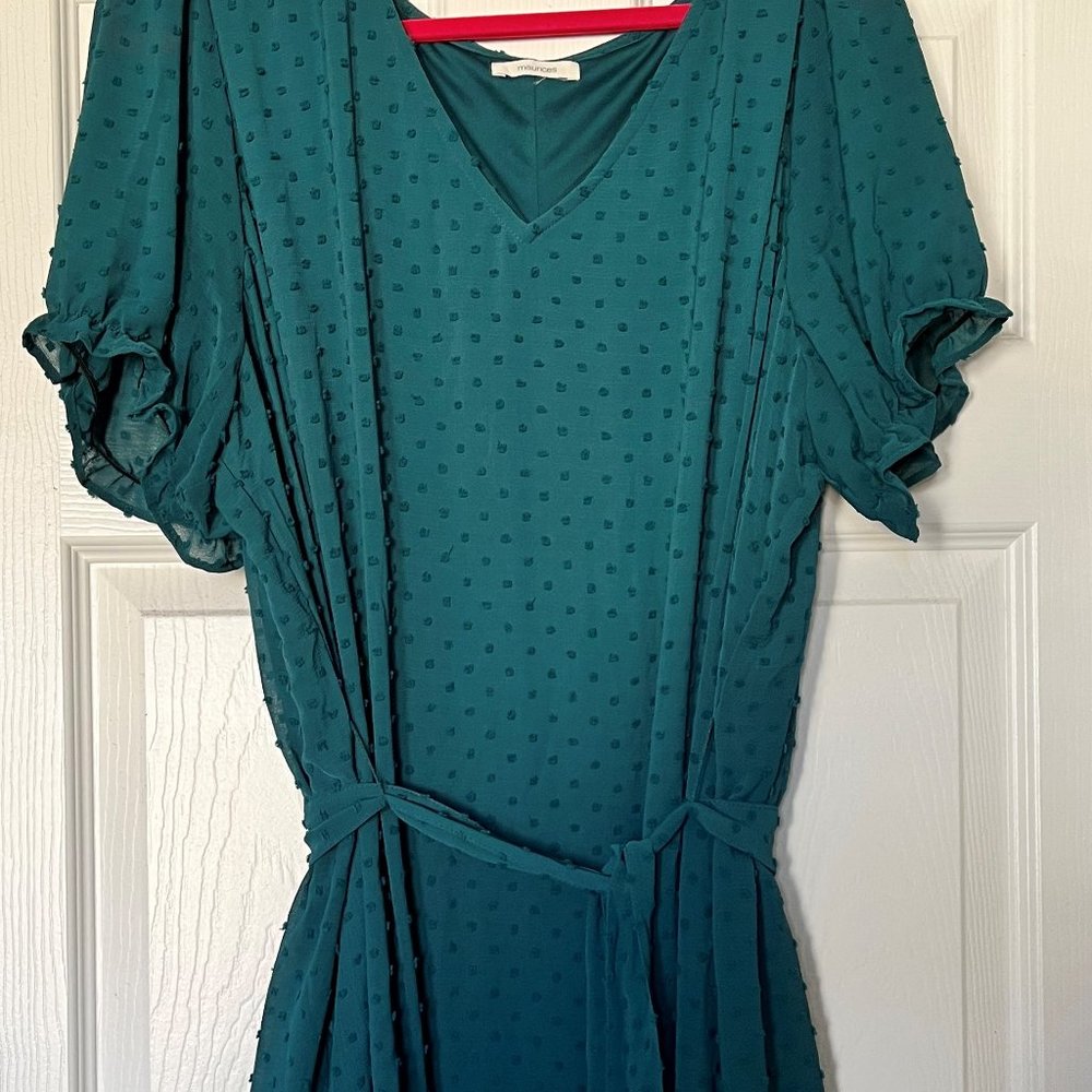 Maurices 2x Teal Dot Dress